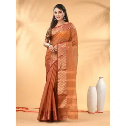 Charukriti Geometric Woven Design Zari Pure Cotton Taant Saree-picture-28