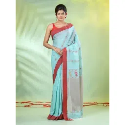 CHARUKRITI Green Cotton Embellished Saree-picture-23