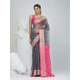 Charukriti Grey Zari Saree With Unstitched Blouse-picture-23