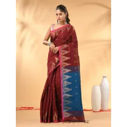 Charukriti Maroon & Blue Embellished Saree-picture-31