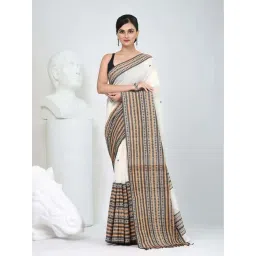 Charukriti Off White Cotton Woven Design Saree With Unstitched Blouse-picture-46