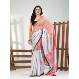CHARUKRITI Pink Colourblocked Saree With Unstitched Blouse-picture-15