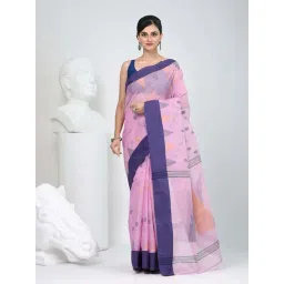 Charukriti Pink Cotton Woven Design Saree-picture-10