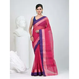 Charukriti Rani Pink Cotton Striped Saree-picture-15