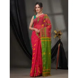 CHARUKRITI Red & Green Woven Saree-picture-45