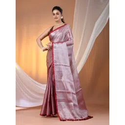 CHARUKRITI Red Blended Solid Saree With Unstitched Blouse-picture-21