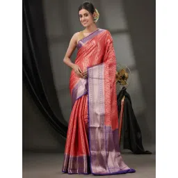 CHARUKRITI Red Silk Woven Saree With Unstitched Blouse-picture-42