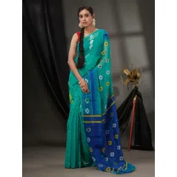 CHARUKRITI Sea Green & Blue Woven Saree-picture-19