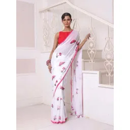 CHARUKRITI White Cotton Printed Saree-picture-15
