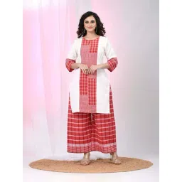 Charukriti White Cotton Regular Fit Checked Kurta-picture-23