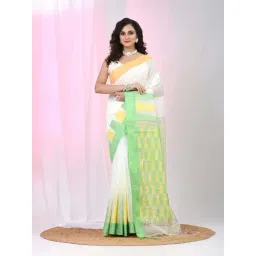 Charukriti White Cotton Woven Design Saree With Unstitched Blouse-picture-22