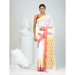 Charukriti White Cotton Woven Design Saree With Unstitched Blouse-picture-21