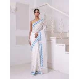 CHARUKRITI White Cotton Woven Saree-picture-39