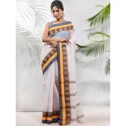 CHARUKRITI White Cotton Woven Saree Without Unstitched Blouse-picture-32