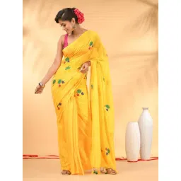Charukriti Yellow Embroidered Saree-picture-29