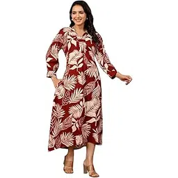 chaukas Women Printed Viscose Rayon Straight Kurta (Reddish Brown)-picture-23