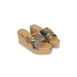 Cheemo Women Embellished Party Wedge Sandals image 2