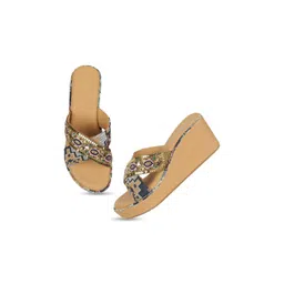 Cheemo Women Embellished Party Wedge Sandals image 4