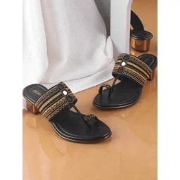 Cheemo Women Ethnic Embellished Block Sandals-picture-32