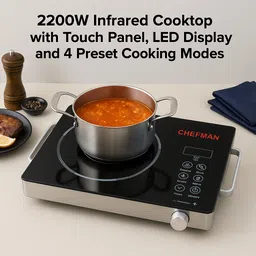 chefman 2200W Infrared Hot Plate with Touch Control Crystal Glass Top 4 Preset Function Electric Cooking Heater-picture-28