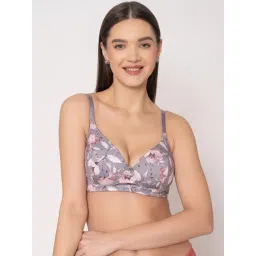 Chelvet Multi Polyester Printed Lightly Padded Non-Wired Medium Coverage T-Shirt Bra-picture-10