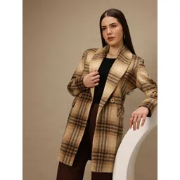 Chemistry Checked Notched Lapel Collar Double-Breasted Flannel Overcoat-picture-27