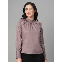 Chemistry Cotton Women Round Neck Cuffed Sleeves Top-picture-32