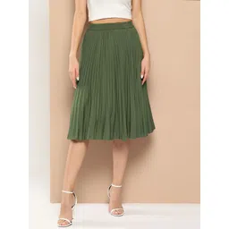 Chemistry Crepe Accordion Pleated Flared Skirt-picture-24