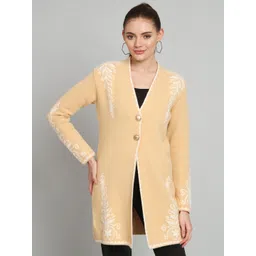 Chemistry Floral Printed Long Sleeves Wool Longline Cardigan Sweater-picture-33