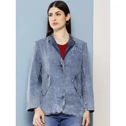 Chemistry Lapel Collar patch Detail Pure Cotton Denim Jacket-picture-41