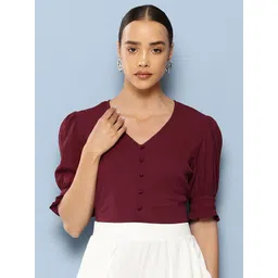 Chemistry Puff Sleeves Crepe Top-picture-30