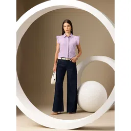 Chemistry Schiffli Embroidered Detail Flutter Sleeves Pure Cotton Shirt Style Top image 3