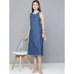 Chemistry Solid Cotton Denim A-Line Midi Dress-picture-40