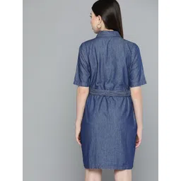 Chemistry Solid Cotton Denim Shirt Dress image 4