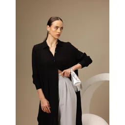 Chemistry Solid Longline Rayon Casual Shirt-picture-23