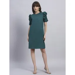 Chemistry Solid Puff Sleeve A-Line Dress-picture-18