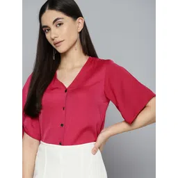 Chemistry V-Neck Shirt Style Satin Top-picture-34