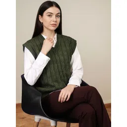 Chemistry Women Cable Knit Woollen Sweater Vest-picture-35