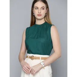 Chemistry Women Green Solid Top-picture-30