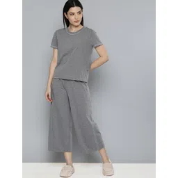 Chemistry Women Grey Solid Pure Cotton Night suit-picture-26