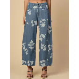 Chemistry Women Printed Flared High-Rise Cropped Jeans-image-1