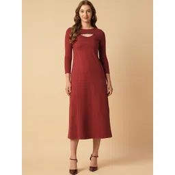 Chemistry Women Round Neck Cut-Outs A-Line Midi Dress-picture-35