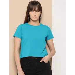 Chemistry Women Round Neck Solid T-shirt image 2