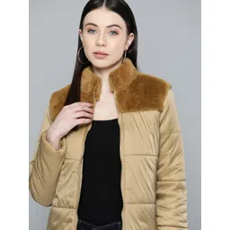 Chemistry Women Solid Faux Fur Detail Padded Jacket-picture-20