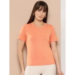 Chemistry Women Solid Round Neck Half Sleeves T-shirt-picture-14