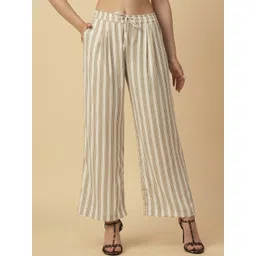 Chemistry Women Striped Straight Fit Mid-Rise Pleated Parallel Trousers-picture-33