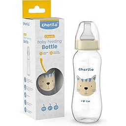 Cherilo Anti-Colic Feeding Bottle for Baby 6 to 12 Months, Milk Feeding Bottle for Kids 1 Year, 100% Food Grade Grooved Silicone Nipples, Leak-Proof, Lovely Cat Style (250 ml)-picture-27