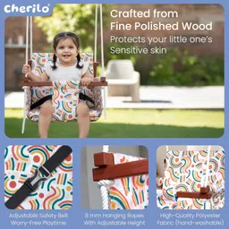 cherilo Wooden Swing for Kids | Baby Jhula Baby Swing for Indoor Outdoor Garden (6M–5Y) Swings image 2