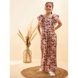 Cherry & Jerry Girls Floral Printed Flutter Sleeves Basic Jumpsuit-picture-10