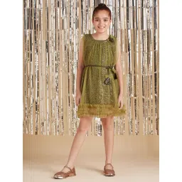 Cherry & Jerry Girls Green Embellished A-Line Mini Dress-picture-33